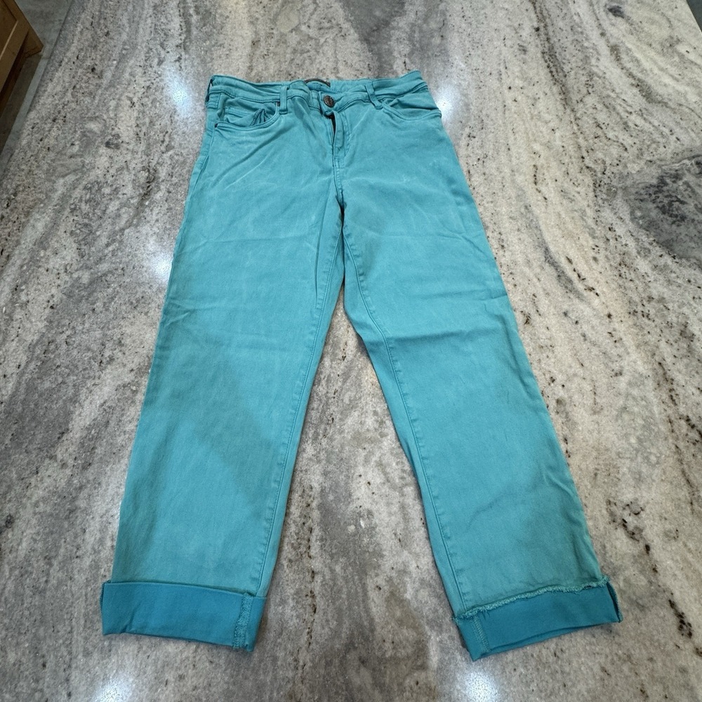 Kut From The Kloth Aqua Blue Amy Cropped Straight Pants 31" Sz 10 Resort Prep